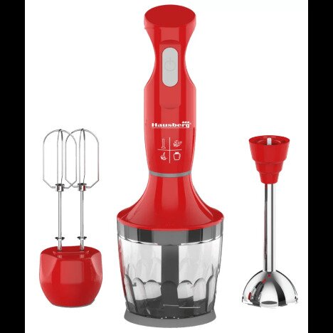 Blender 3 in 1 Hausberg HB-7706RS, capacitate bol 0.75 l, 600 W, Rosu